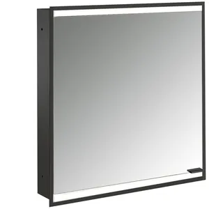 Emco, Armoire de toilette, prime 2 Facelift Armoire de toilette lumineuse, 600 mm, 1 porte, charnières à gauche, modèle (60.40 x 15.20 x 72.70 cm)