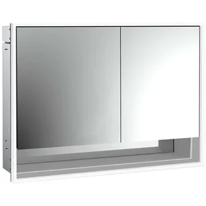 Emco, Armoire de toilette, loft armoire de toilette lumineuse avec compartiment inférieur, 1000mm, 2 portes, modèle à e (104.30 x 17.50 x 73.30 cm)