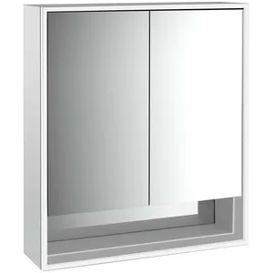 Emco, Armoire de toilette, loft armoire de toilette lumineuse avec compartiment inférieur, 600 mm, modèle apparent, alum (64.40 x 17.50 x 73.30 cm)