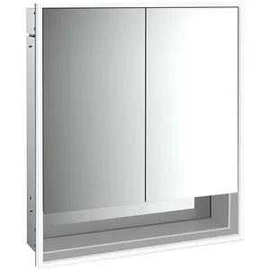 Emco, Armoire de toilette, loft armoire de toilette lumineuse avec compartiment inférieur, 600 mm, modèle à encastrer (87.50 x 72 x 27 cm)