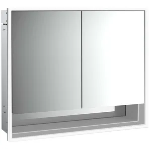 Emco, Armoire de toilette, loft armoire de toilette lumineuse avec compartiment inférieur, 800mm, 2 portes, modèle à en (84.30 x 17.50 x 73.30 cm)