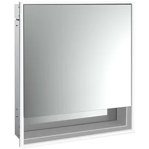 Emco, Armoire de toilette, loft armoire de toilette lumineuse avec compartiment inférieur, 600 mm, modèle à encastrer (60 x 17.50 x 73.30 cm)