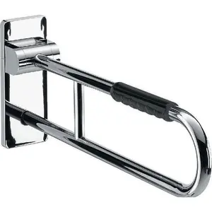 Emco System2 Poignée de support pliable à visser avec élément antidérapant Barre d'appui pratique en métal pour salle de bain Chromé/noir pas cher