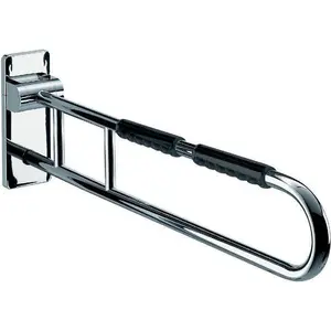 Emco, Poignées + Aides pour la salle de bain, Barre d'appui pliante SYSTEM 2 850mm chrome/noir pas cher