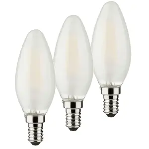 FP Müller-Licht 400292 Set A + + Ensemble De 3 Rétro Forme De Bougie Led Équivalent 40 W, Verre, 4 W, E14, Argent, 3,5 X 3,5 X 10 pas cher