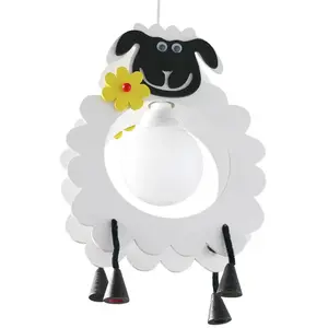 Elobra Plafonnier en forme de mouton pour chambre d'enfant avec culot E27 Noir/blanc pas cher
