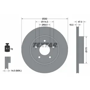 TEXTAR Disques de frein pour RENAULT: Austral, Koleos, Espace & NISSAN: X-Trail, Qashqai, Leaf (Ref: 92278103) pas cher