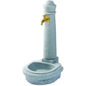 Garntia Fontaine de jardin - Venezia - Gris clair - Robinet en laiton - Petite vasque intégrée