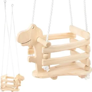 small foot 11589 Rex Balançoire dinosaure en bois, stable et sûre grâce à une bordure surélevée, jouet à partir de 18 moisVendu parcdiscount