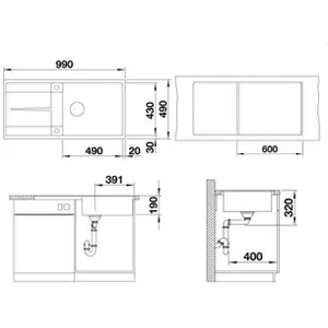 Blanco, Lavabo, Metra XL 6 S-F (47 cm, 99 cm) pas cher