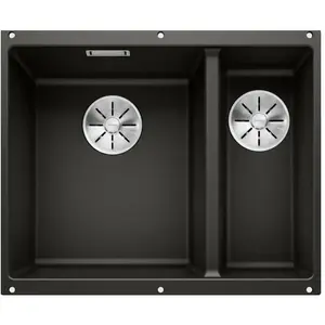 Évier de cuisine - BLANCO - SUBLINE 340-160-U - Noir - Granit - 2 bacs à gauche pas cher