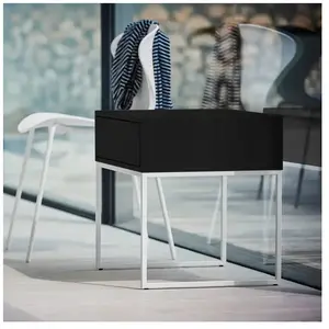 Jan Kurtz, Table de chevet, Table de nuit DINA, 60x44x52 cm, châssis : acier inoxydable (44 x 44 x 52 cm) pas cher