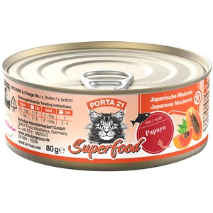 6x80g Porta 21 Superfood maquereau, papaye - Pâtée pour chat pas cher