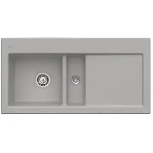 Villeroy et Boch - Evier 1 cuve 1/2 Subway 60 egouttoir à droite, gris... pas cher