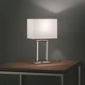 Helestra Lampe à poser Enna 2 en argent et blanc e14 pas cher
