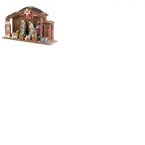 Pearl Grande crèche de Noël avec 11 figurines en porcelaine et LED