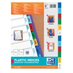 Elba Modling - Intercalaires Mensuel Polypropylene Couleur - Jeu De 12 pas cher