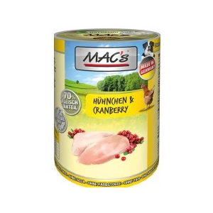 Comparateur de prix : 6x400g poulet & cranberry MAC's nourriture pour chien humide