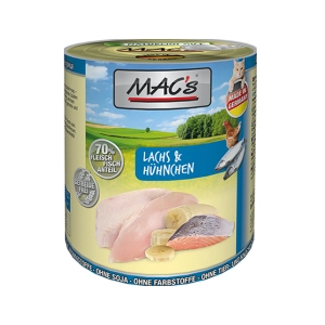 6x800g MAC's saumon, poulet - Pâtée pour chat pas cher
