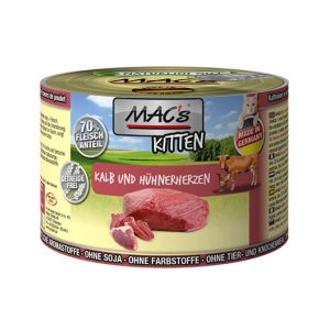 6x200g MAC's kitten (veau & coeurs de poulet) - Pâtée pour chat pas cher