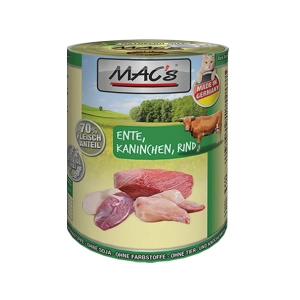 6x400g MAC's canard, lapin, boeuf - Pâtée pour chat pas cher