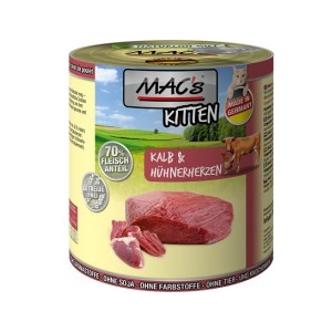 6x800g MAC's kitten (veau, coeurs de poulet) - Pâtée pour chat pas cher
