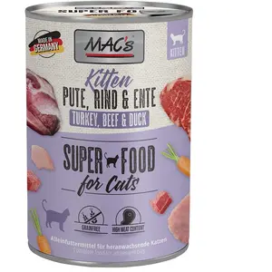 6x400g kitten (dinde, boeuf, canard) MAC's - Pâtée pour chat pas cher