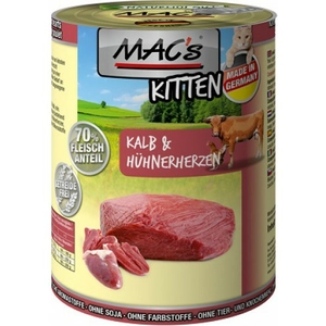 6x400g MAC's kitten (veau, coeurs de poulet) - Pâtée pour chat pas cher