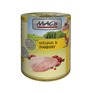 Comparateur de prix : 6x400g volaille, cranberries MAC's - Pâtée pour chat