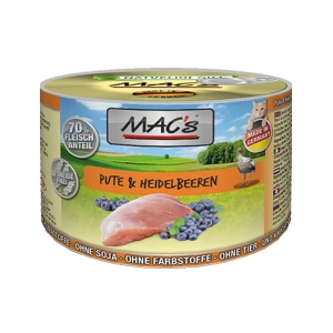 6x200g MAC's dinde, myrtilles - Pâtée pour chat pas cher