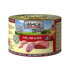 Comparateur de prix : 6x200g MAC's kitten (dinde, boeuf, canard) - Pâtée pour chat