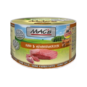 6x200g MAC's boeuf, coeur de poulet - Pâtée pour chat pas cher