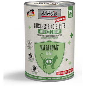 6x400g Vetcare Régime rénal boeuf et dinde MAC's CAT nourriture humide pour chat pas cher