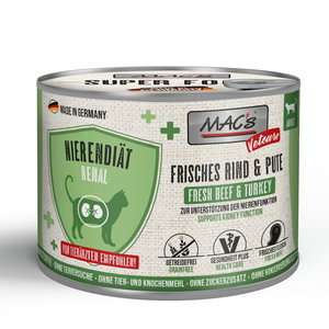 Lot économique : 24x200g Vetcare régime rénal boeuf et dinde MAC's CAT... pas cher
