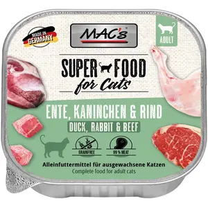 MAC's Mac’s Kattenvoer Natvoer - vlees kuipje 70% Eend, Konijn en Rundvlees 6 x 85g pas cher