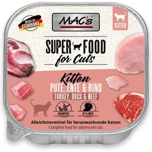 MAC's Mac s Kittenvoer Natvoer - vlees kuipje 97% Kalkoen, eend en rund 8 x 100g pas cher