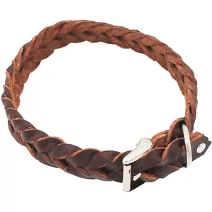 Heim Collier en cuir tressé marron 28-35cm tour de cou, 25mm de large chien pas cher