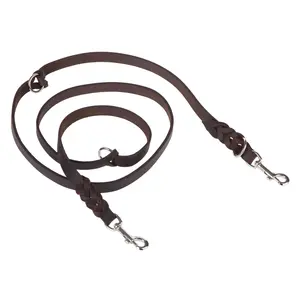 Heim Laisse double en cuir avec mousqueton entrelacé L 220x1,8 cm pas cher