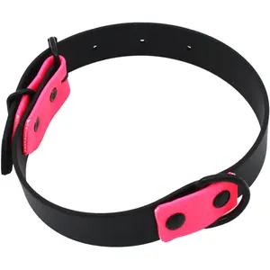 collier Heim bicolore riveté noir/rose 25mm de large, 50cm de long chien pas cher