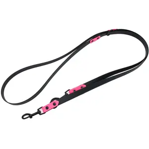 Heim Home Laisse de présentation bicolore 3 positions rivetée/noire rose 240cm long, 19mm large chien pas cher