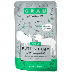 48x125g Grau Bouchées gourmandes dinde, agneau - Pâtée pour chat pas cher