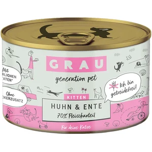 12x200g Grau menu gourmand Kitten poulet, canard - Pâtée pour chat pas cher