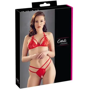Cottelli Collection Lingerie Dubbele Banden Beha Set met Verwijderbare Cups pas cher