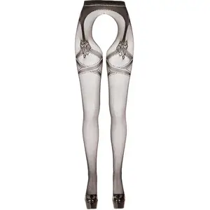 Cottelli Collection Hold Up Kousen met Open Kruis voor Gemakkelijk Toegang -Maat L/XL - Zwart pas cher