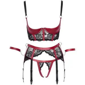 Cottelli Collection Bondage Shelf Jarretel Setje - Zwart pas cher