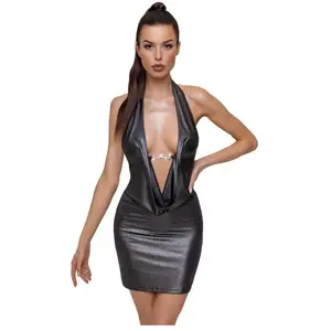 Cottelli Collection Kort Zilver Halterjurk - Maat XL pas cher
