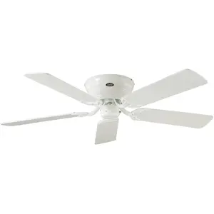 Ventilateur de plafond, Classic Flat, 132 Cm, Ultra plat, silencieux, pales Blanc / gris argenté et blanc laqué poli, CASAFAN pas cher