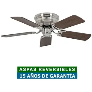 Ventilateur de plafond Classic Flat 103 Cm Ultra plat silencieux pales Noyer - hêtre et chrome brossé CASAFAN pas cher