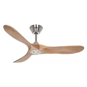 Casafan - Ventilateur de plafond 312223 eco genuino 122cm Moteur chrome brosse et pales couleur chene pas cher
