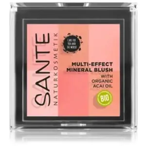 SANTE Naturkosmetik Blush minéral multi-effet 01 Coral, blush à 6 nuances de couleurs pour un éclat naturel et un teint frais, avec des extraits biologiques précieux, naturel, végétalien, 8 g pas cher